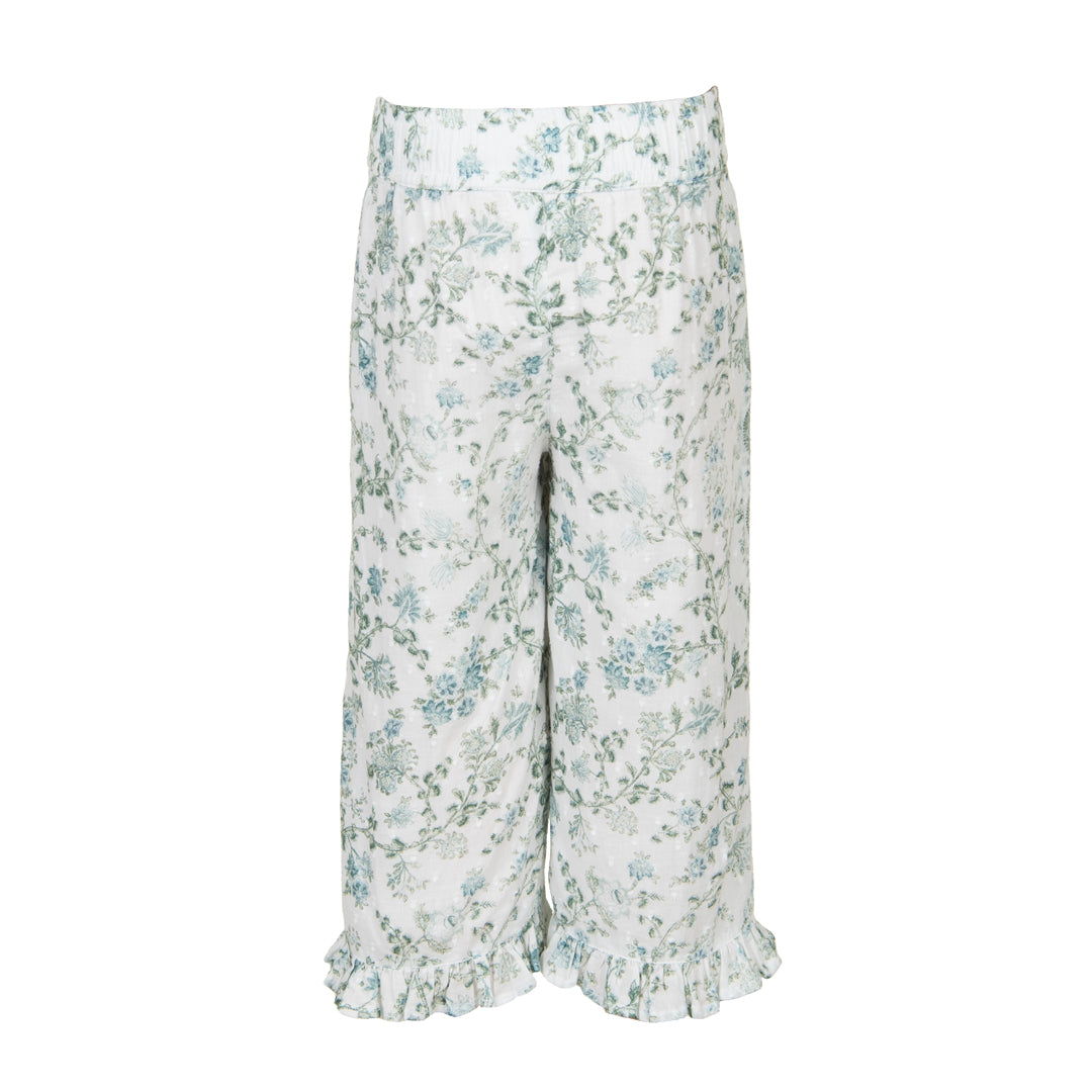 Floral-patterned pants on a white background
