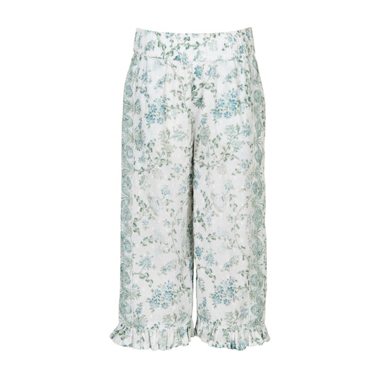 Floral-patterned pants on a white background