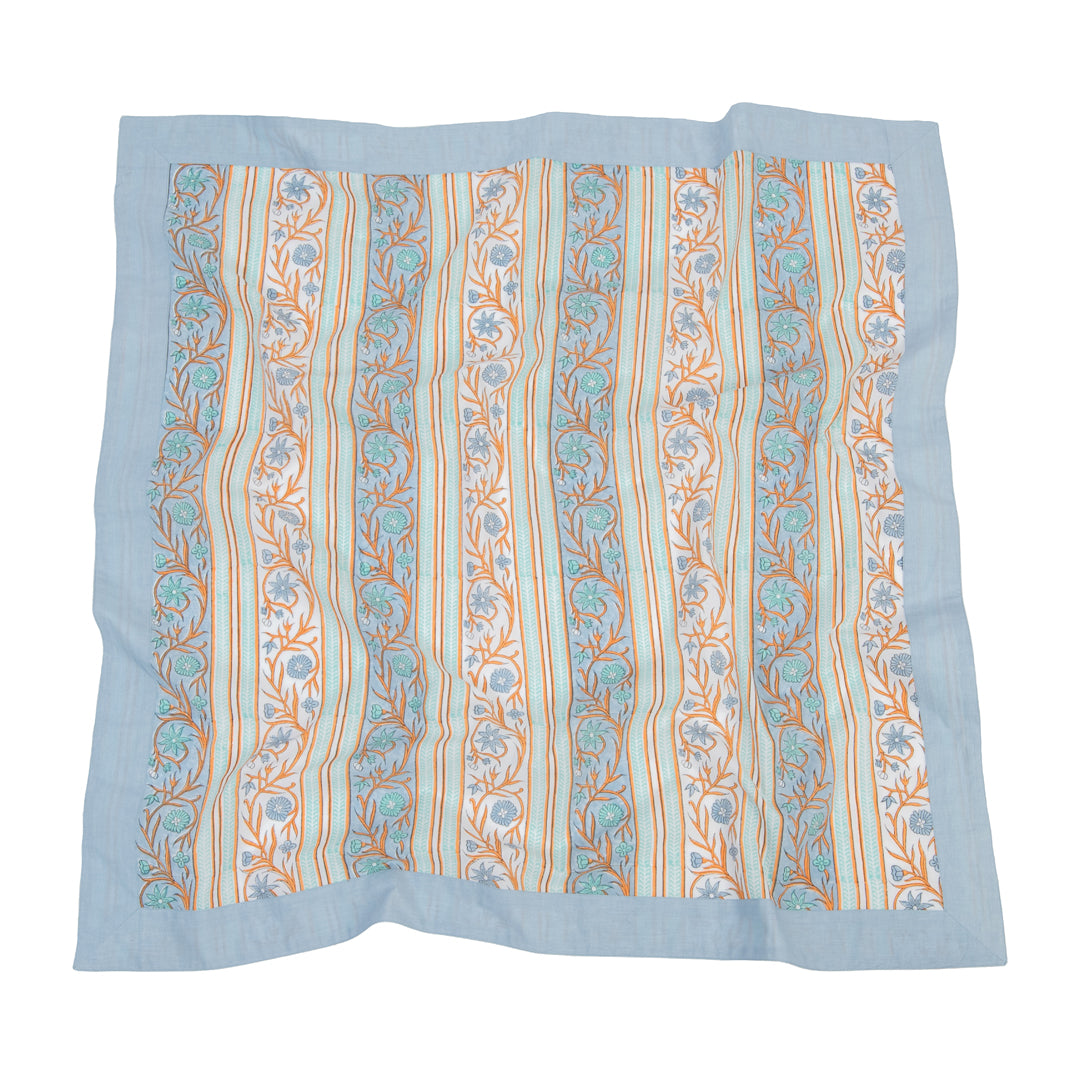 Decorative Scarf with floral pattern on a light blue background