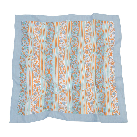 Decorative Scarf with floral pattern on a light blue background