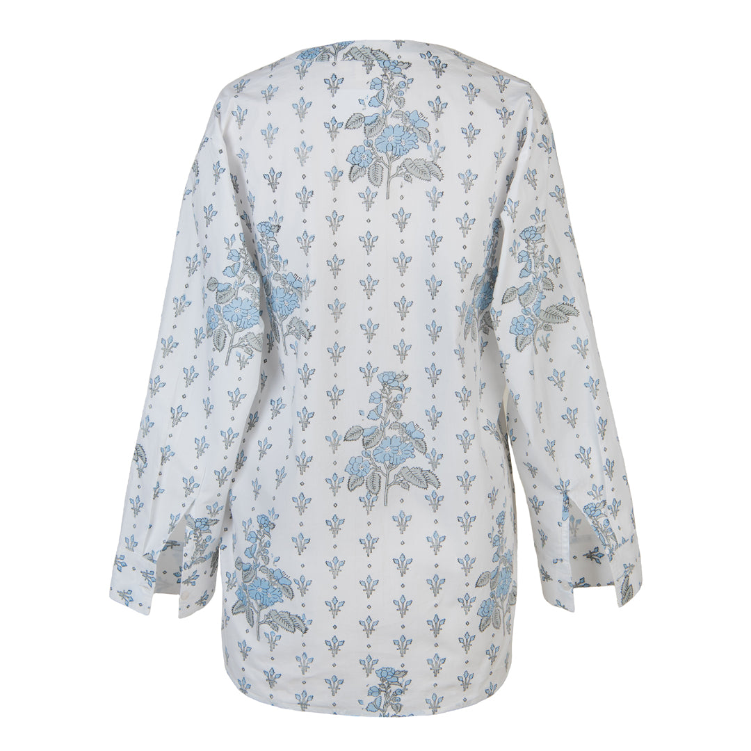 Floral patterned blouse on a white background