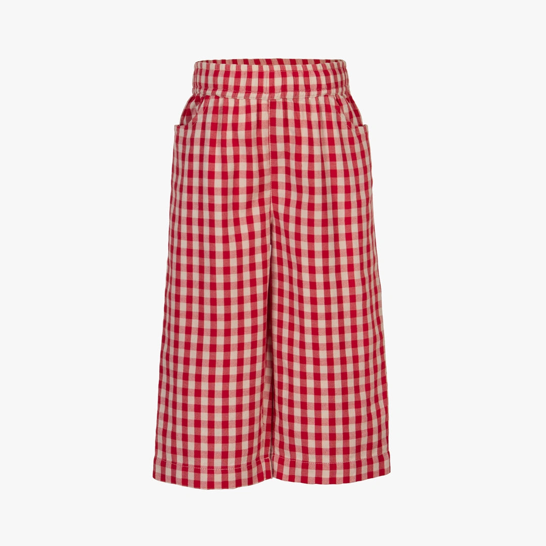 Red and white checkered shorts on a white background