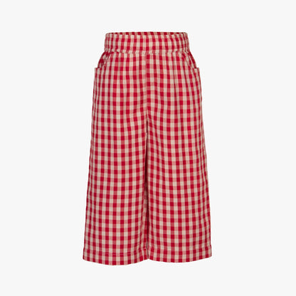 Red and white checkered shorts on a white background