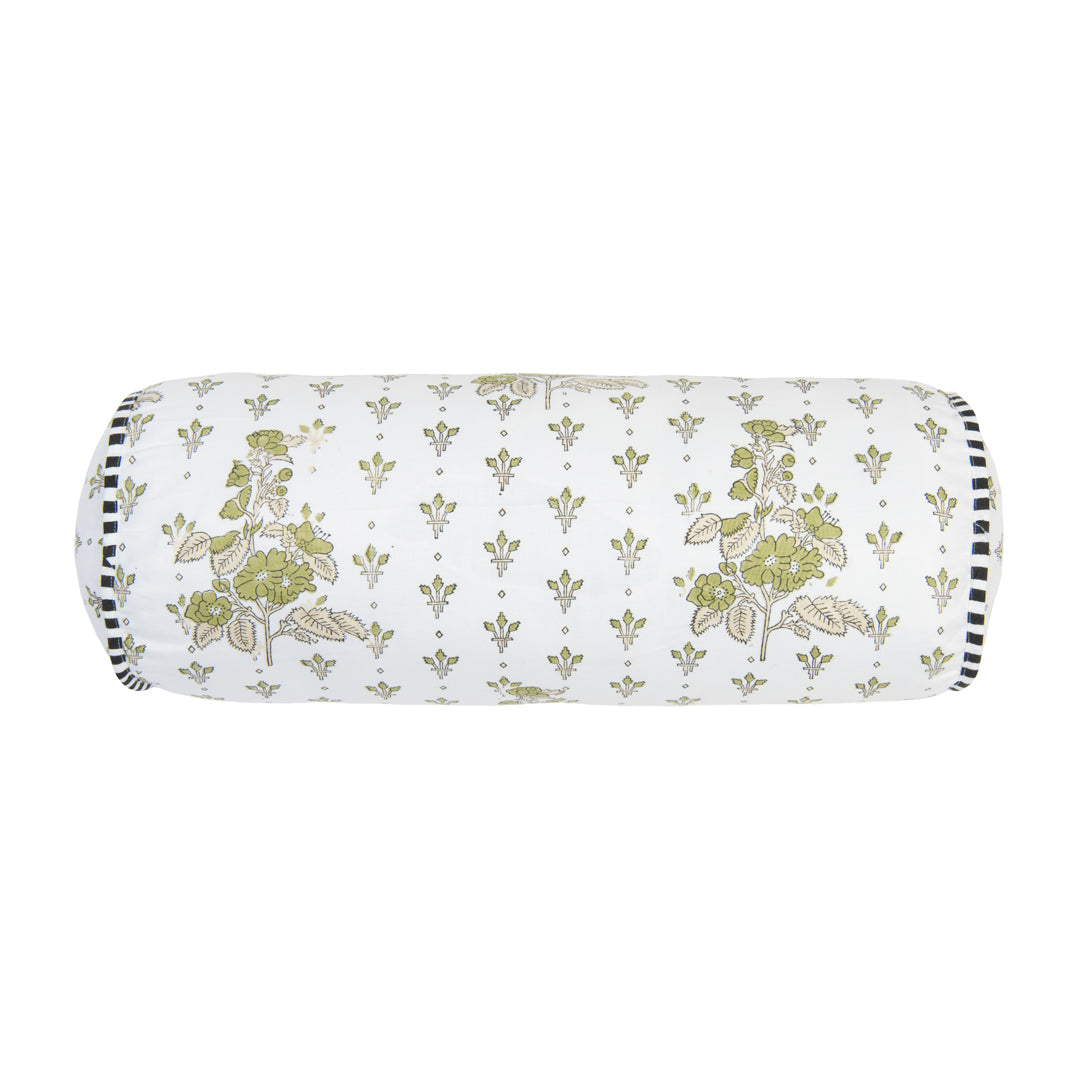Floral patterned cylindrical pillow