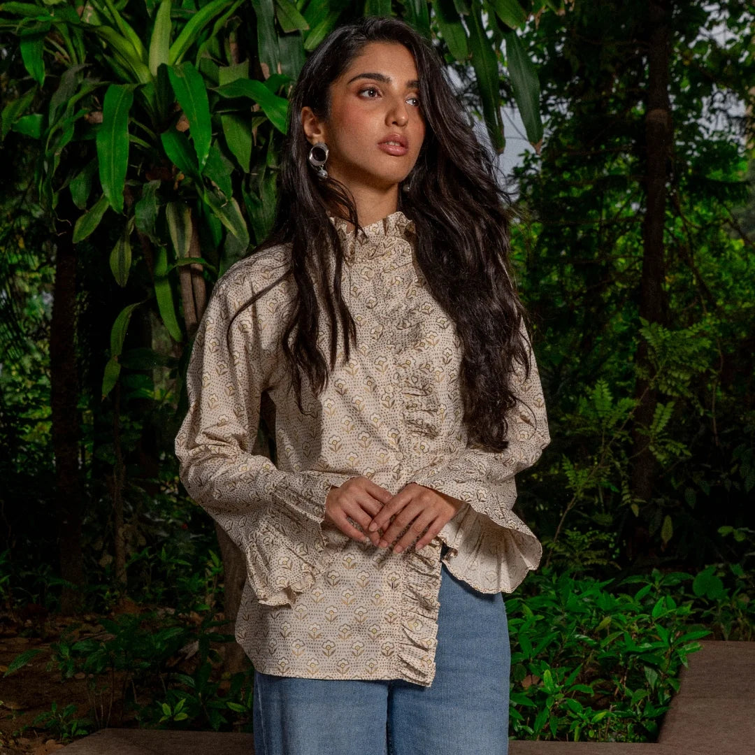 Harshita Cotton Poplin Ruffle Top
