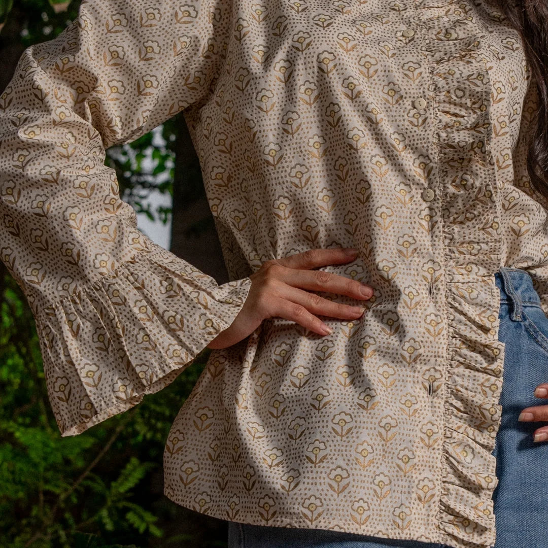 Harshita Cotton Poplin Ruffle Top