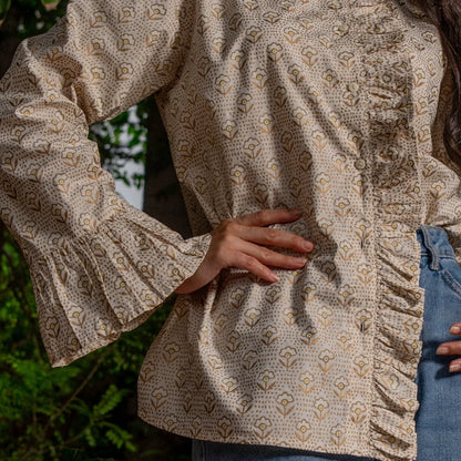 Harshita Cotton Poplin Ruffle Top