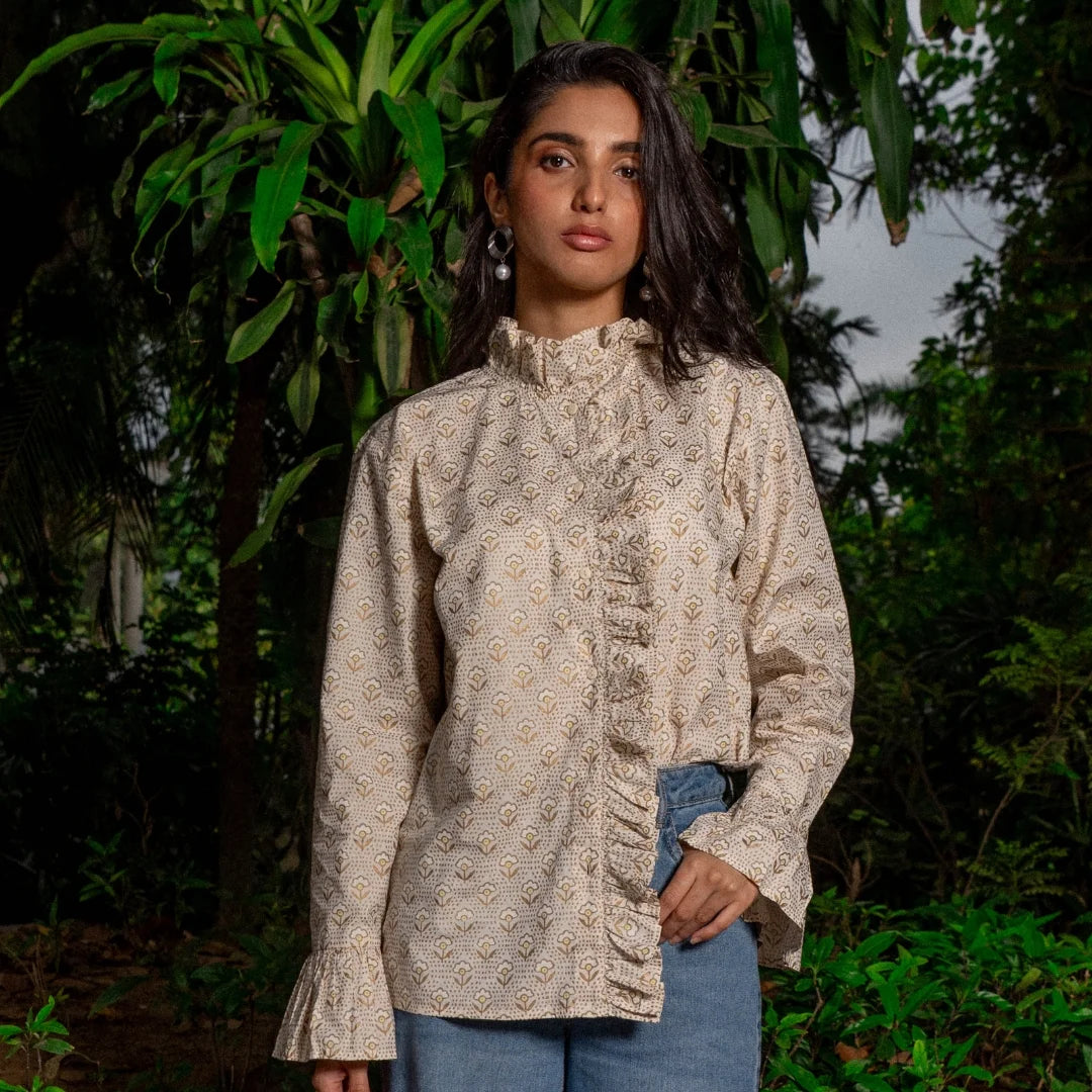 Harshita Cotton Poplin Ruffle Top