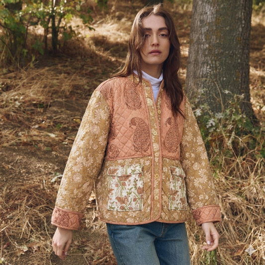 Saanjh Cotton Patchwork Quilted Jacket