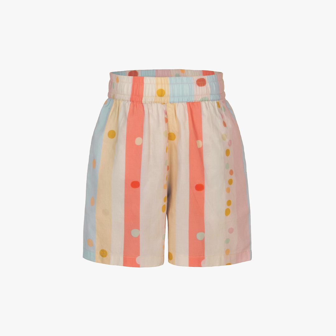 Colorful striped shorts with polka dot pattern shorts