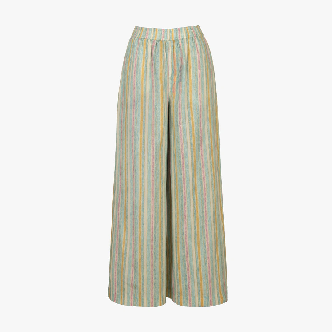 Striped wide-leg pants on a white background