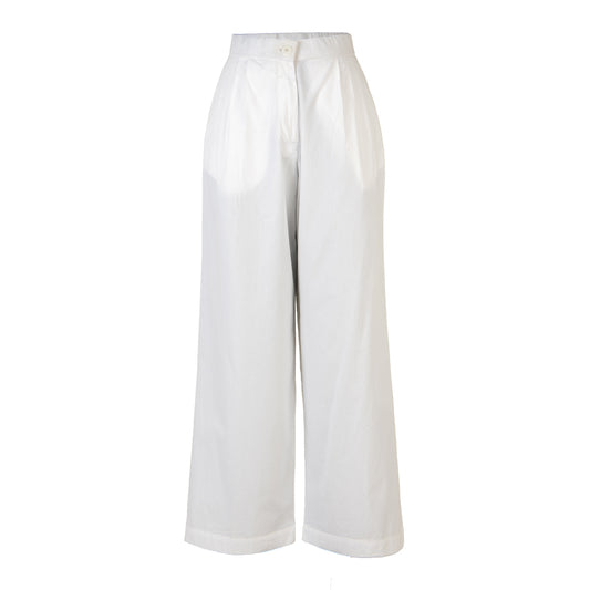 White wide-leg pants on a white background