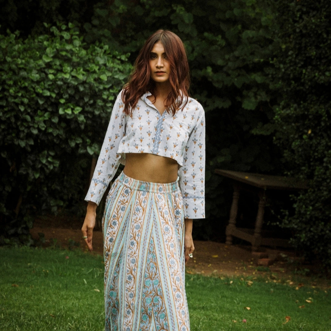 Lyla Flared Cotton Cambric Skirt