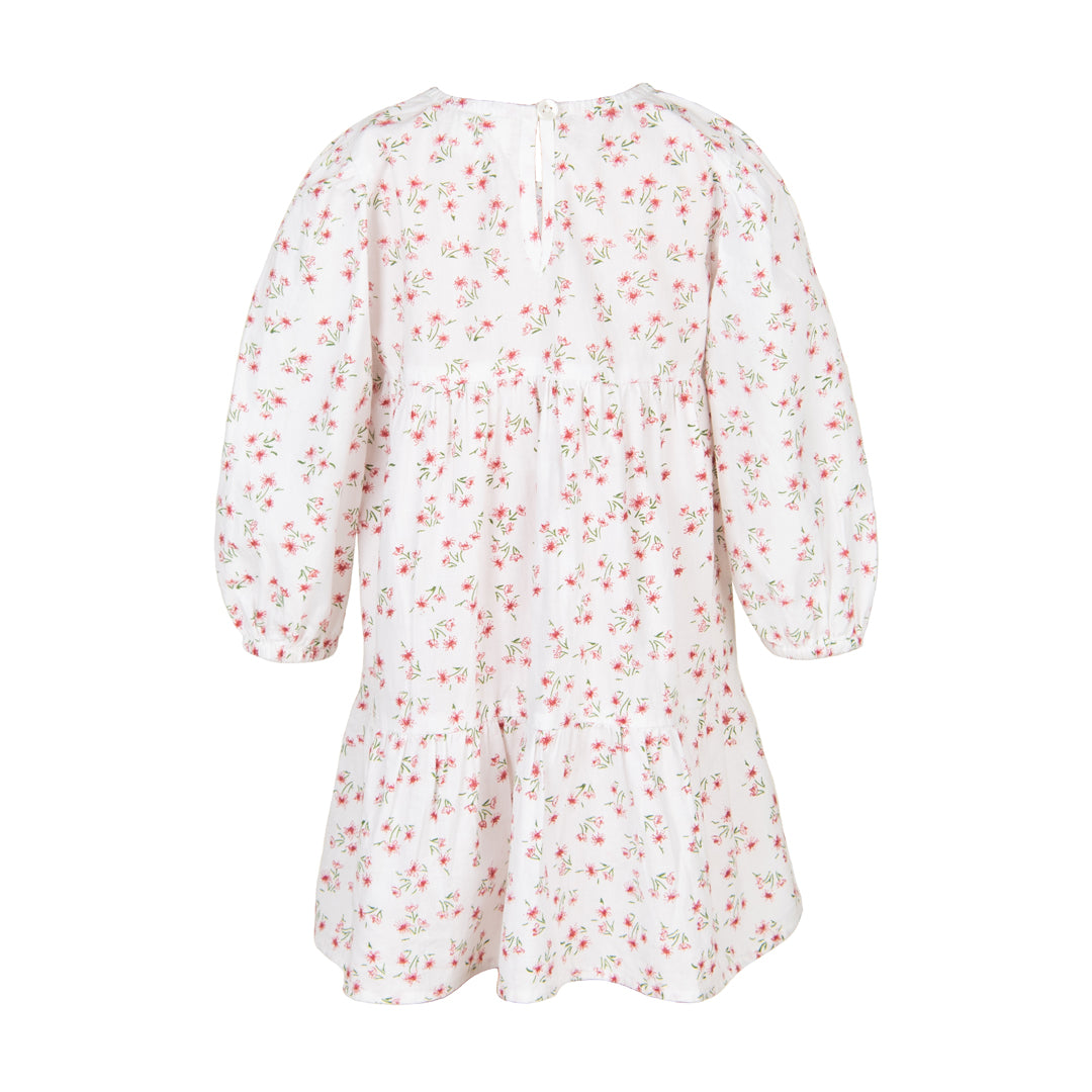 Floral dress with long sleeves on a white background
