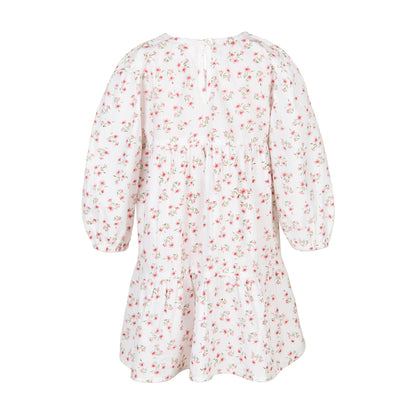 Floral dress with long sleeves on a white background