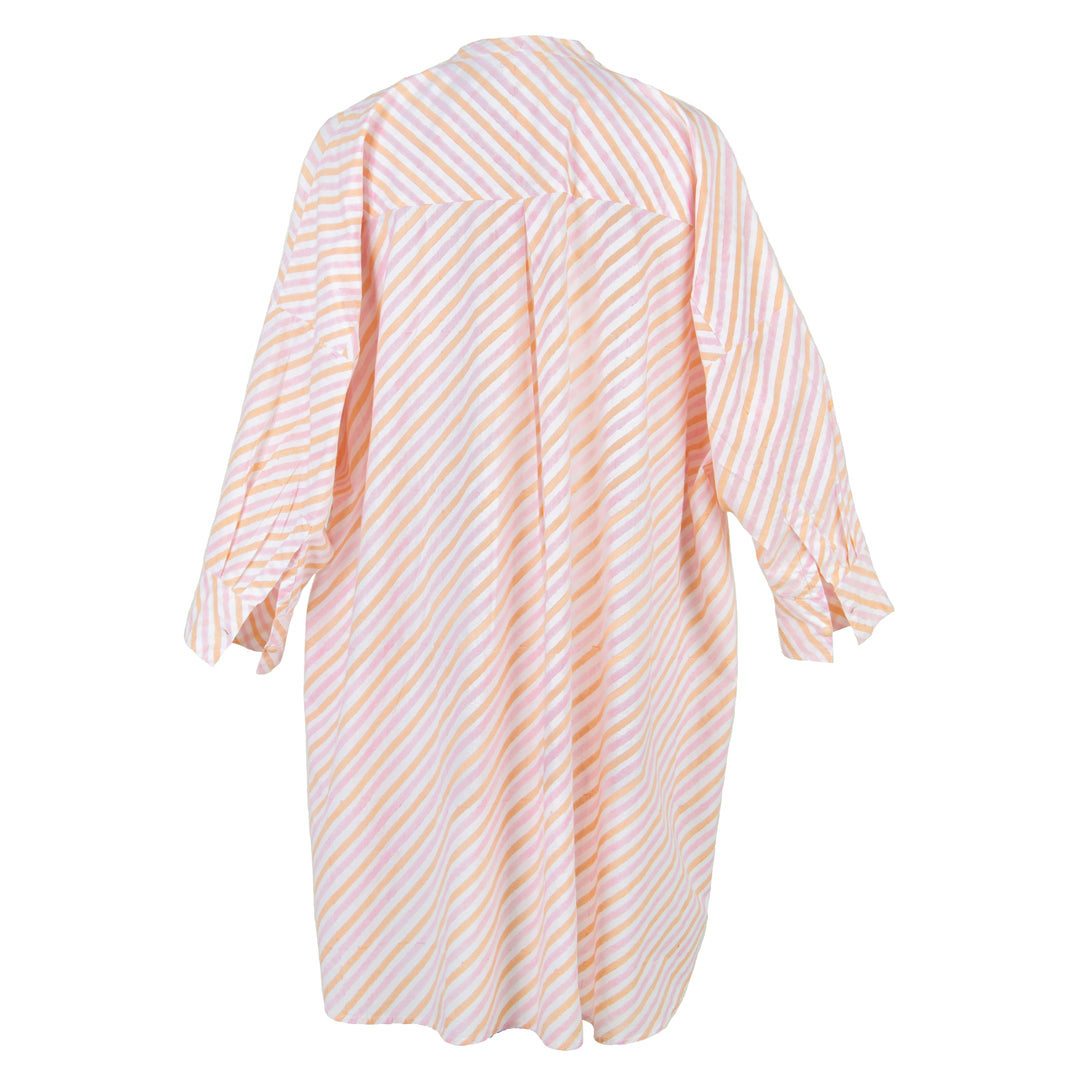 Striped kimono-style garment on a white background