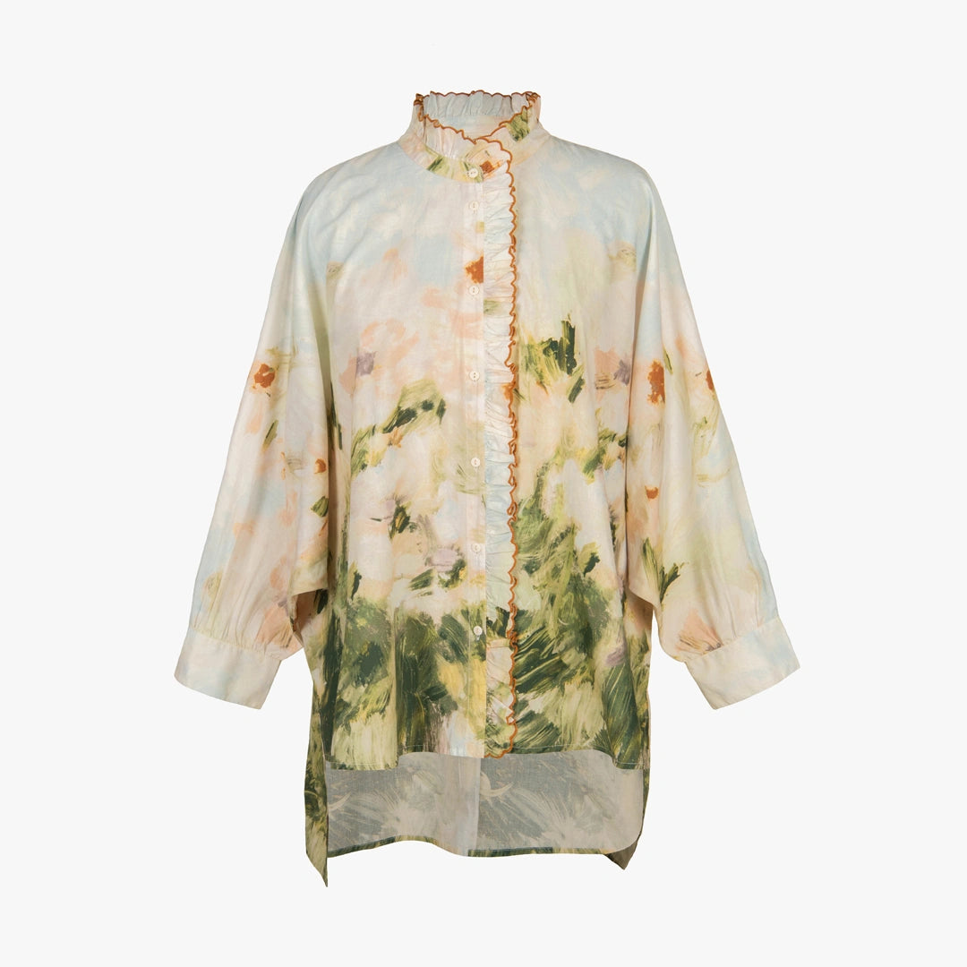 Floral patterned shirt on a white background