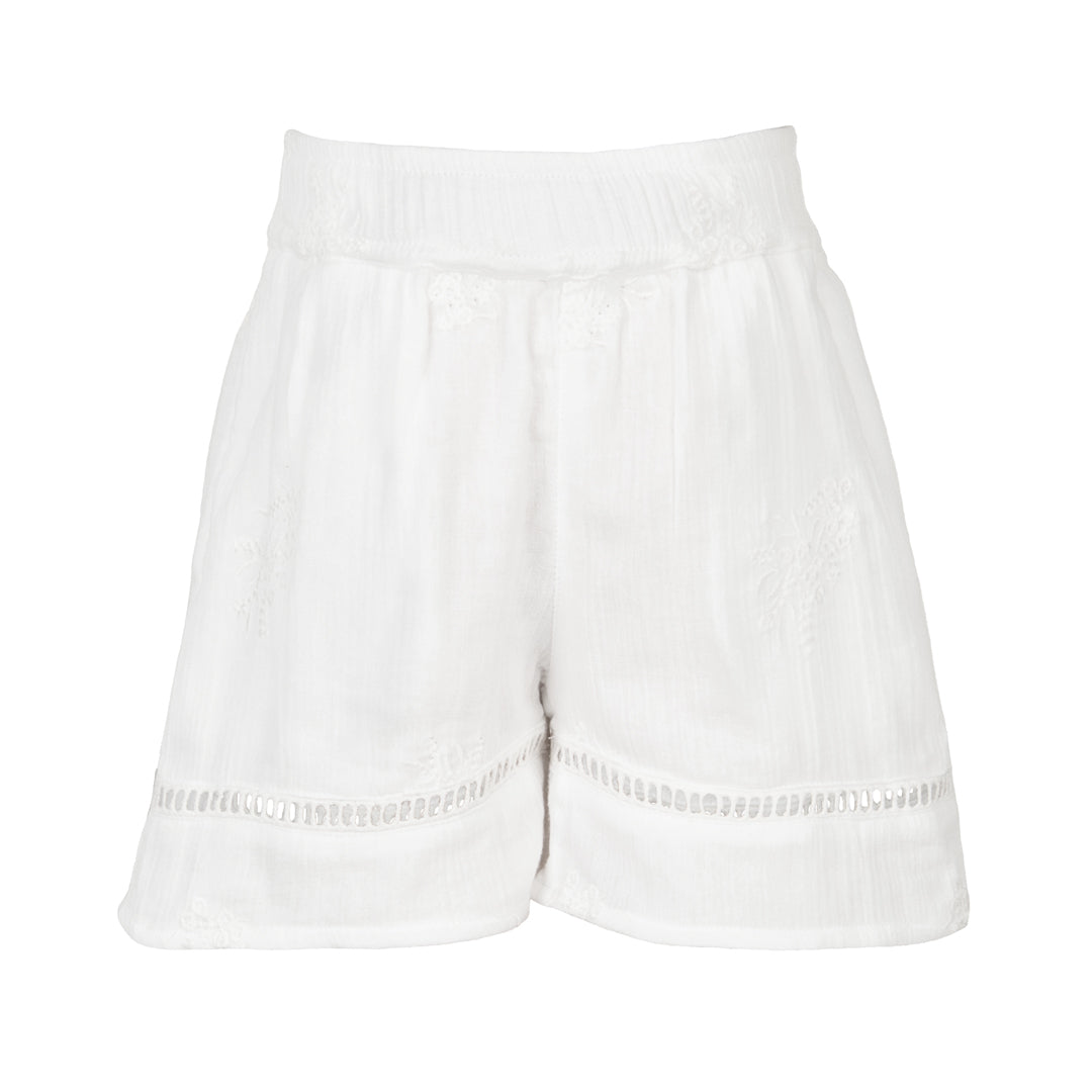 white embroidered shorts