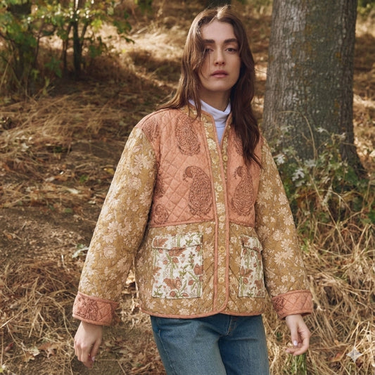 Saanjh Cotton Patchwork Quilted Jacket