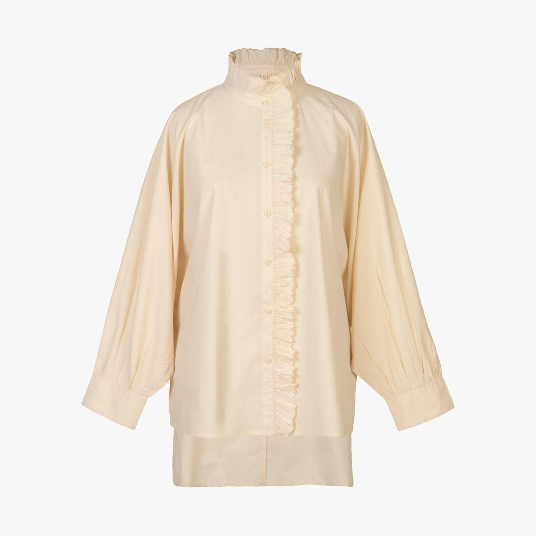 Beige blouse with long sleeves on a white background