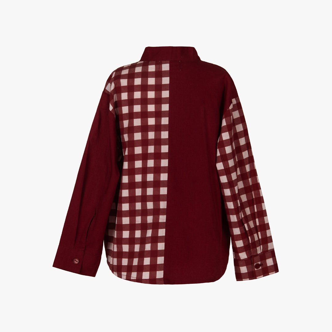 Plaid shirt with red and white pattern 