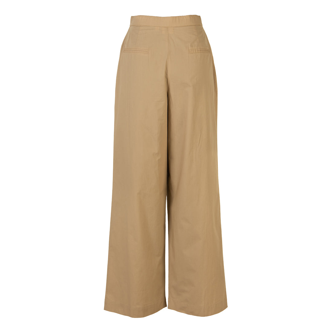 Beige wide-leg pants on a white background
