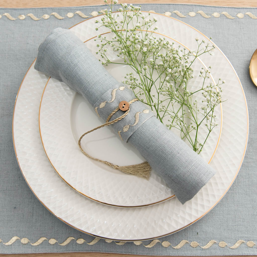 Haldane Napkin Rings Aqua Grey