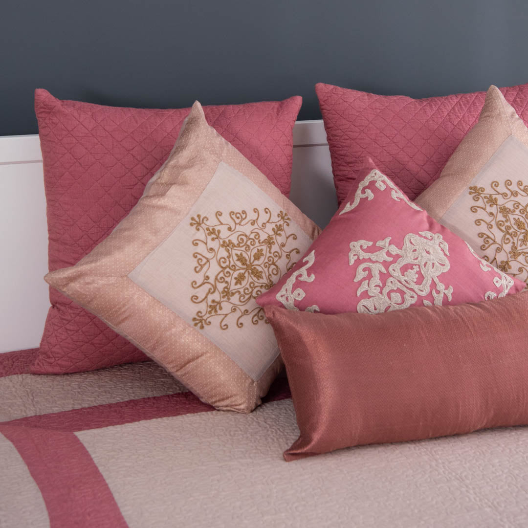 Embroidered Munga Silk Cushion Cover