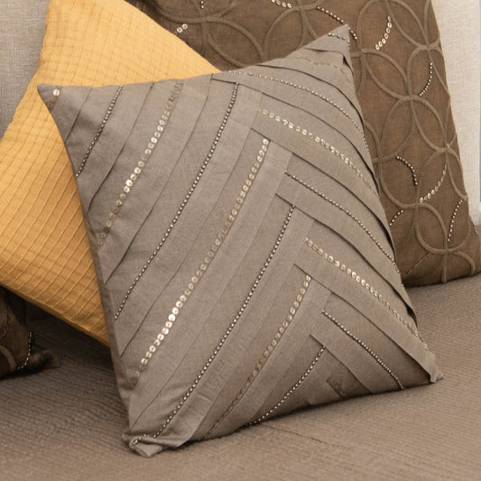 Pleated and beaded cushion cover
