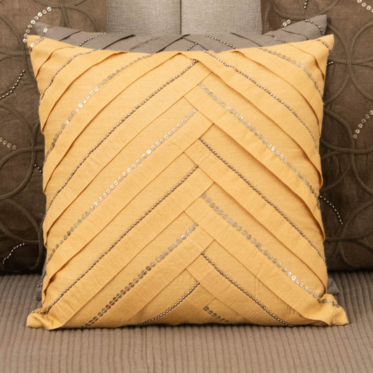 Pleated and beaded cushion cover