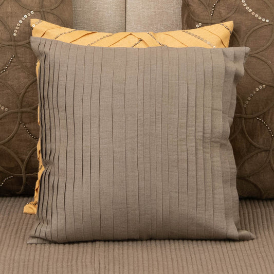 Pleated silk linen cushion cover