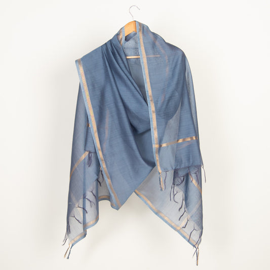 Anjanya Silk Chanderi Dupatta Vintage Indigo