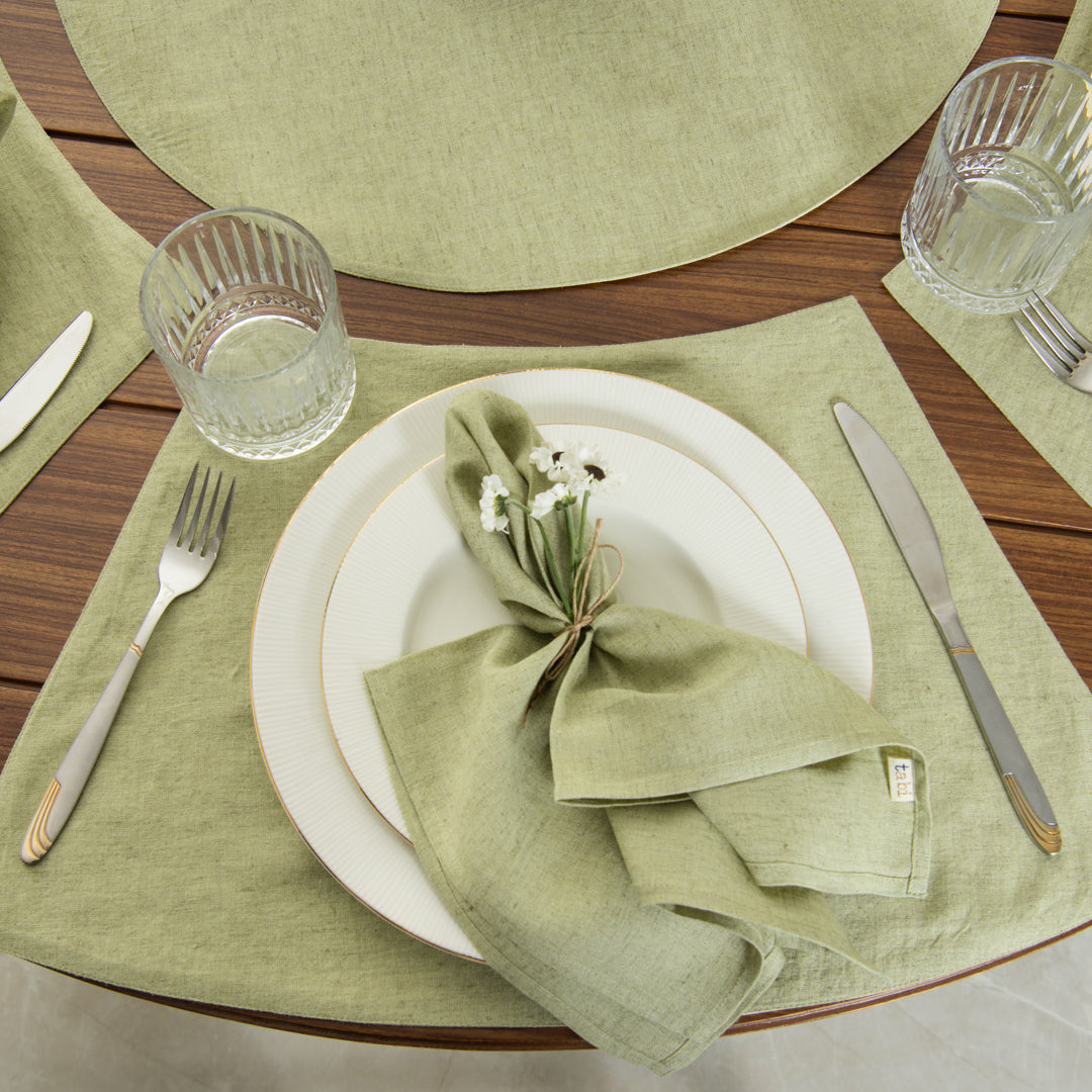 Shannon Round Table Linen Set Sage Green