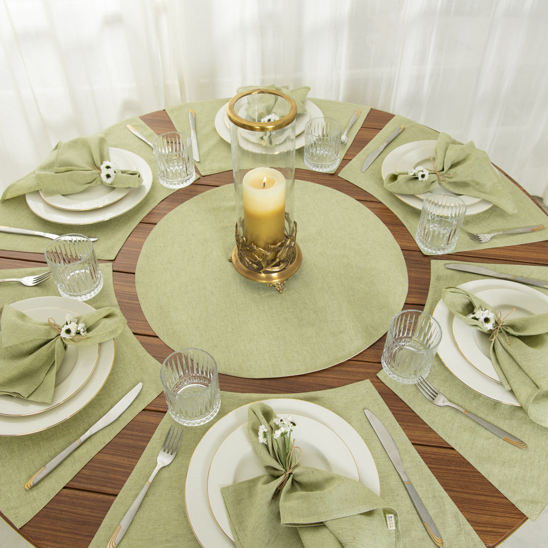 Shannon Round Table Linen Set Sage Green – Tabi