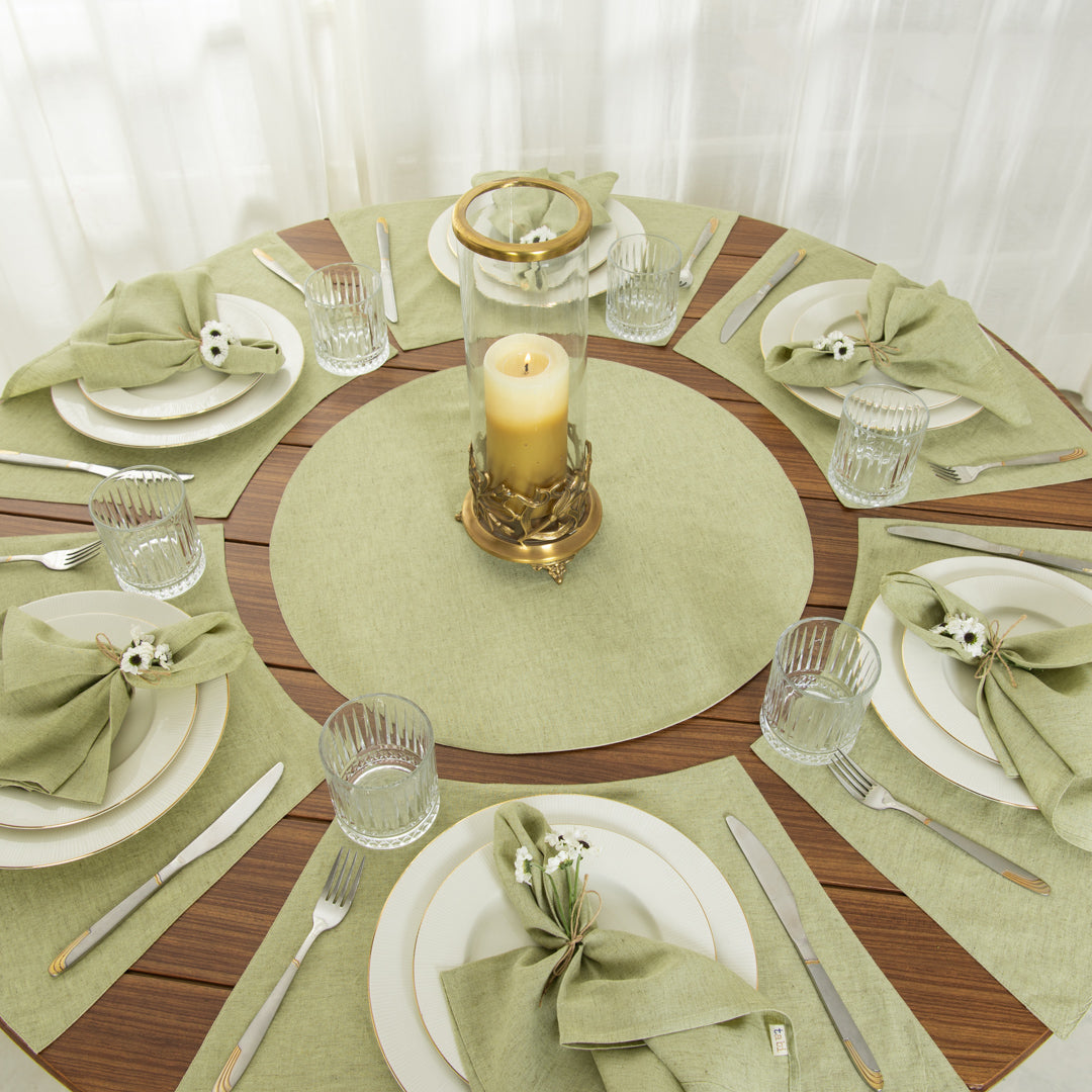 Shannon Round Table Linen Set Sage Green