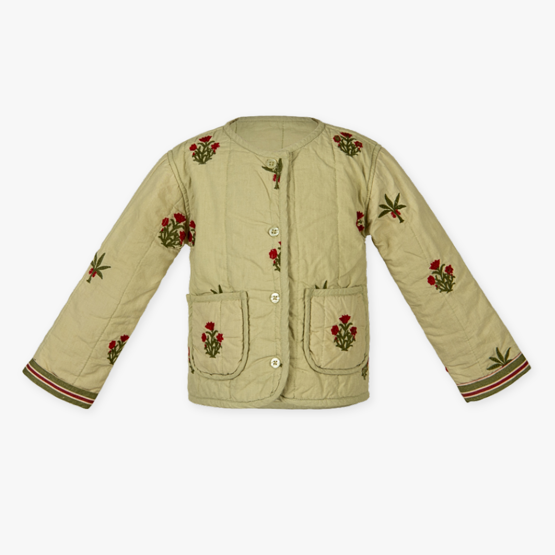 Zavi Cotton Embroidered Quilted Jacket