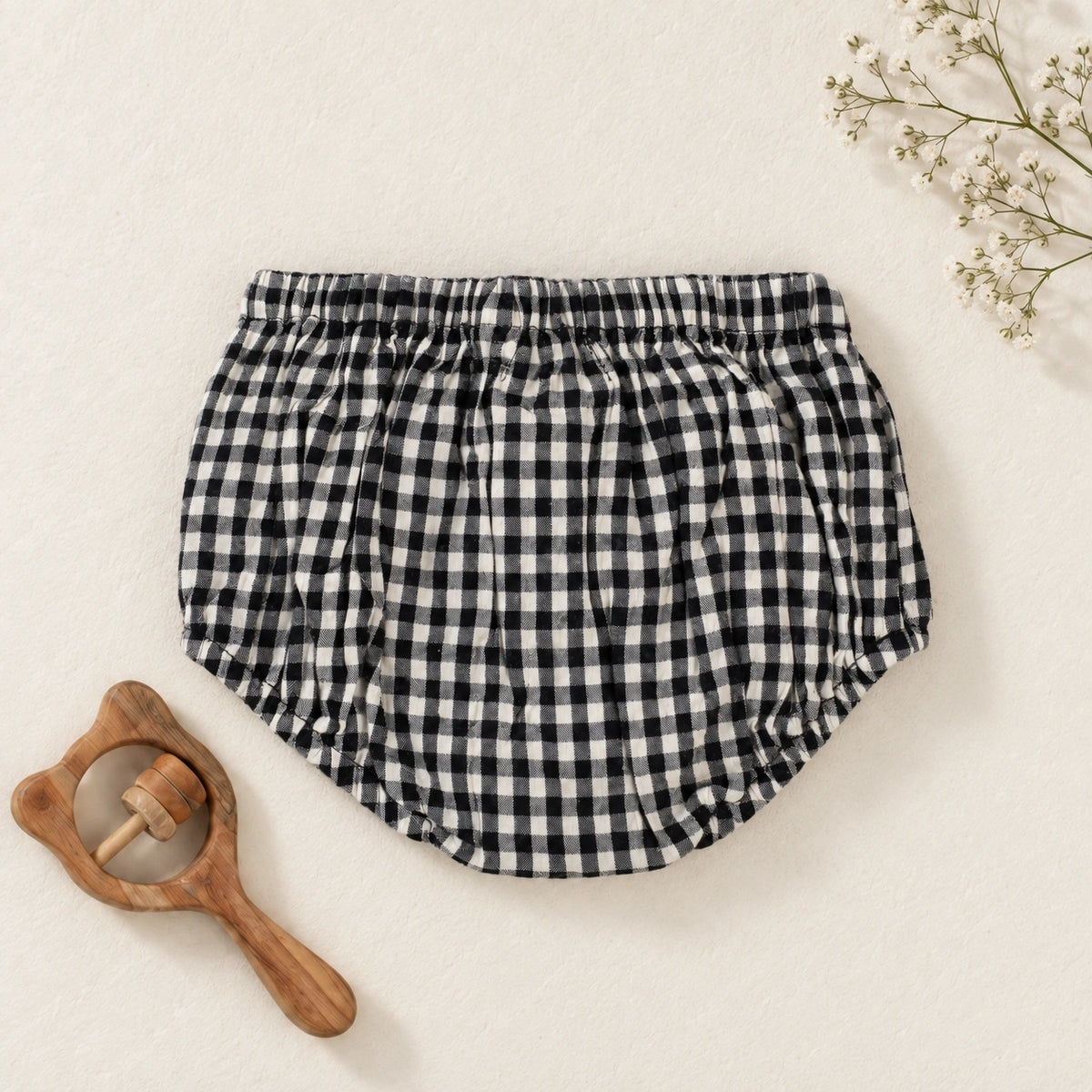 Black and white gingham check bloomer