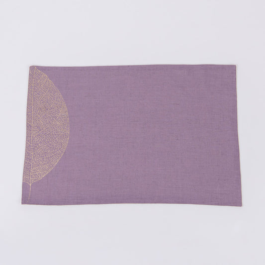 Gold foil printed amethyst smoke linen table mats