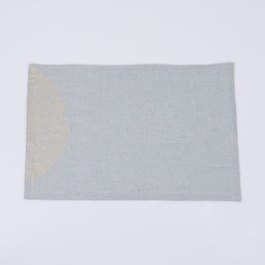 Gold foil printed aqua grey linen table mats