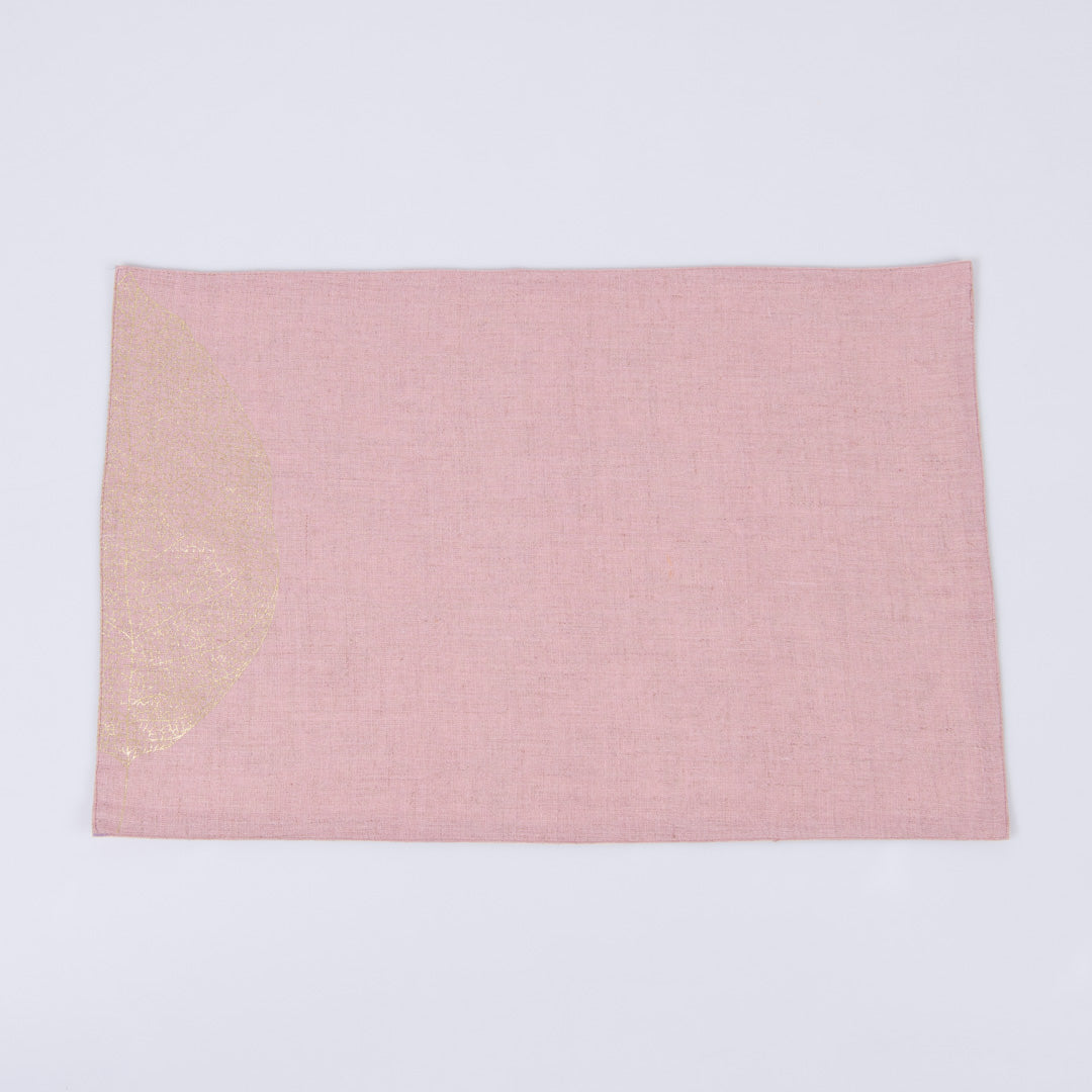 Gold foil printed dusty rose linen table mats