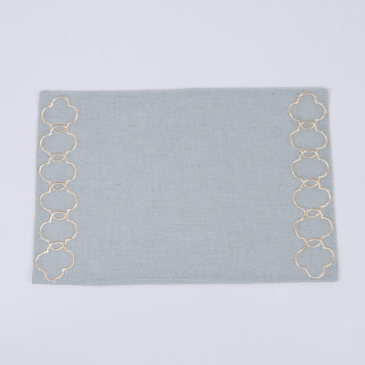 Oporo linen table mats aqua grey