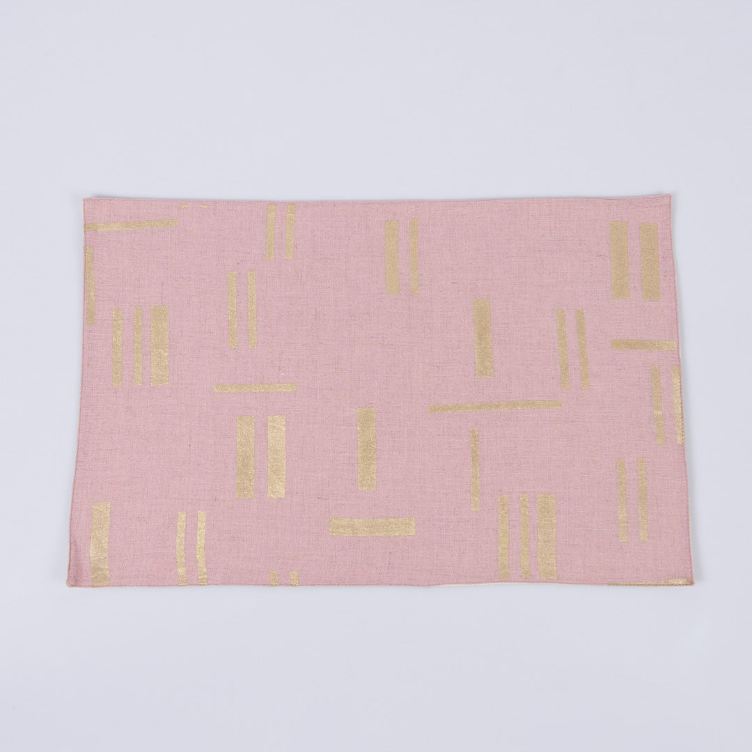 Gold foil printed dusty rose linen table mats