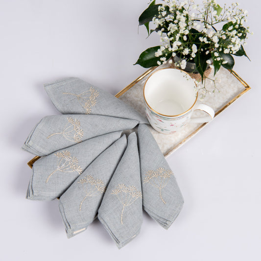 tokanui cocktail linen napkins aqua grey