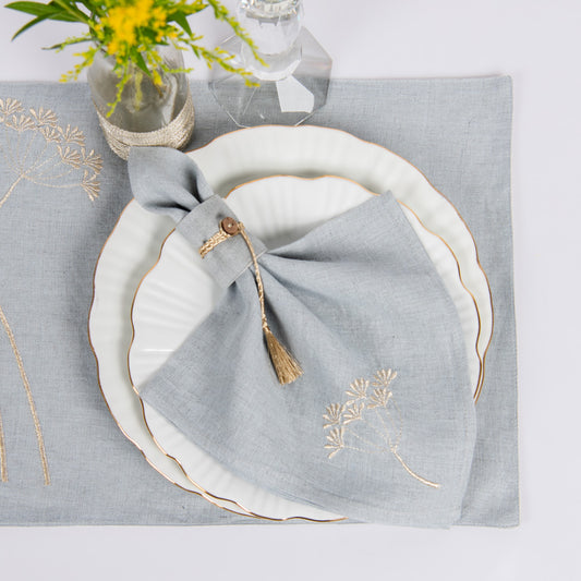 tokanui linen napkins aqua grey