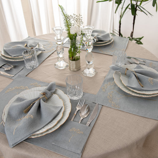 Tokanui Table Line set Aqua Grey
