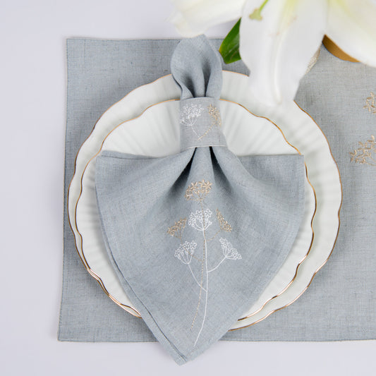 waikawa linen napkins aqua grey