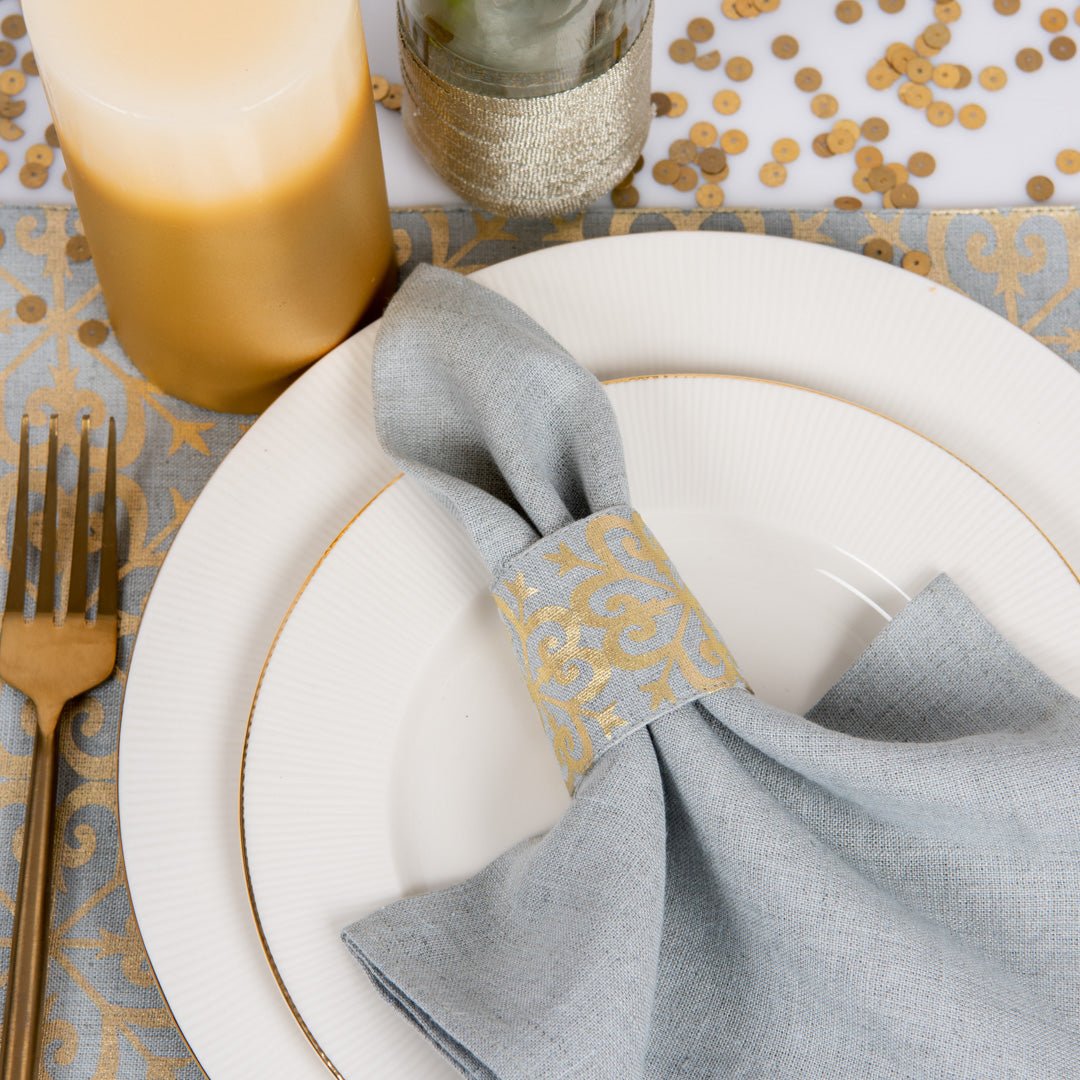 wendon linen napkin rings aqua grey