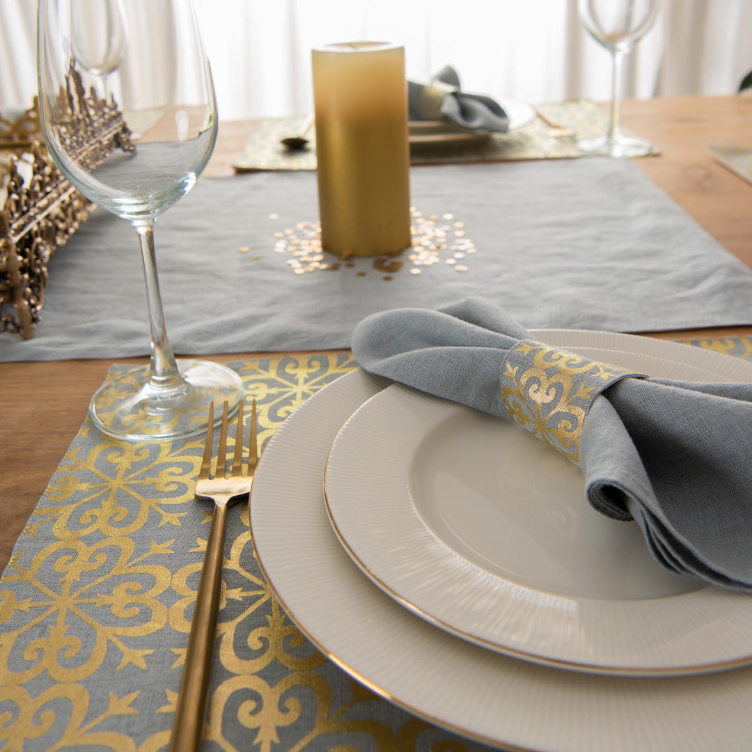 Wendon Table Linen Set Aqua Grey