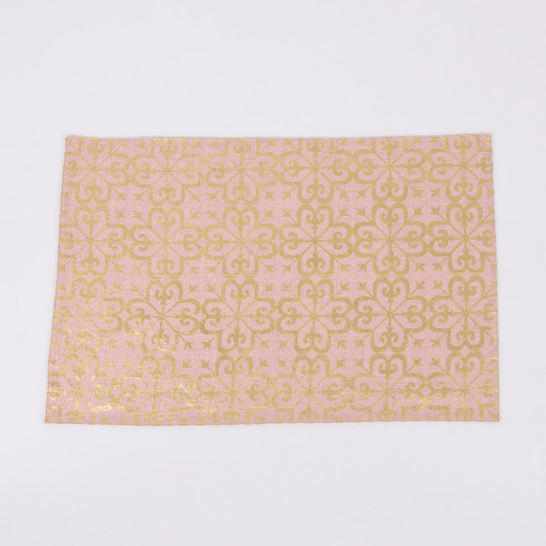 Gold foil printed dusty rose linen table mats