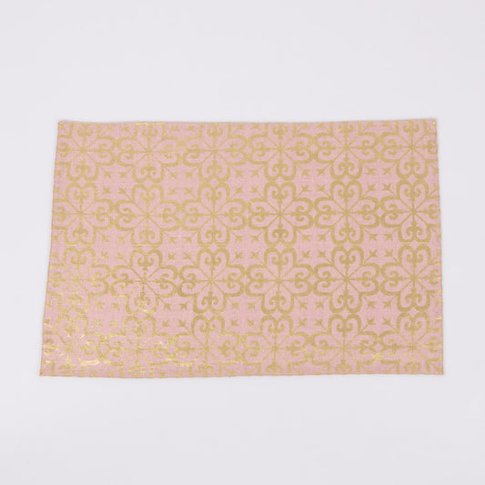 Gold foil printed dusty rose linen table mats